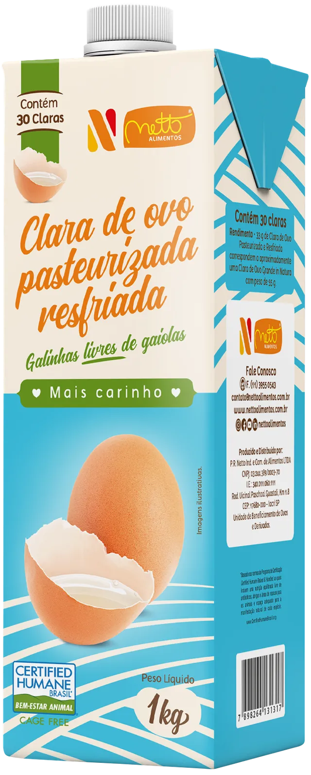 Clara de Ovo Pasteurizada - 1kg Cage Free 